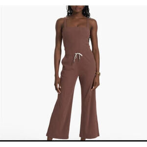 NWOT Women's Brown Wide-Leg Jumpsuit with Adjustable Straps